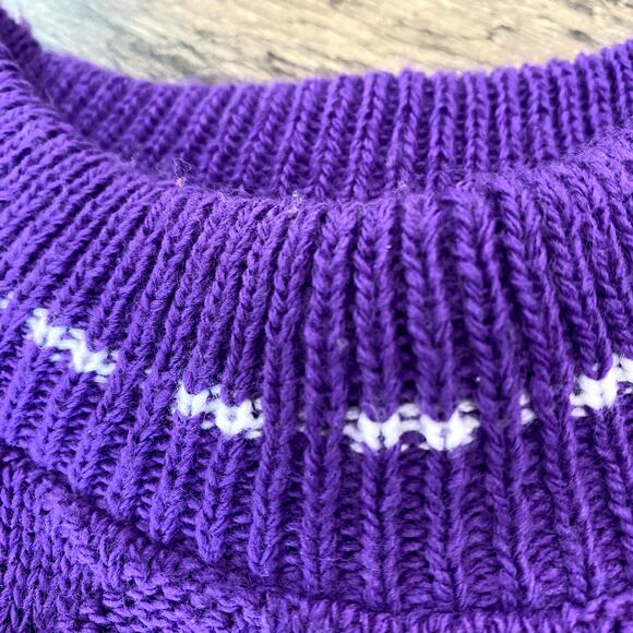 Vintage Women's Purple Knit Nordic Cottagecore Artisan Maximalist Sweater 20W - Picture 5 of 14
